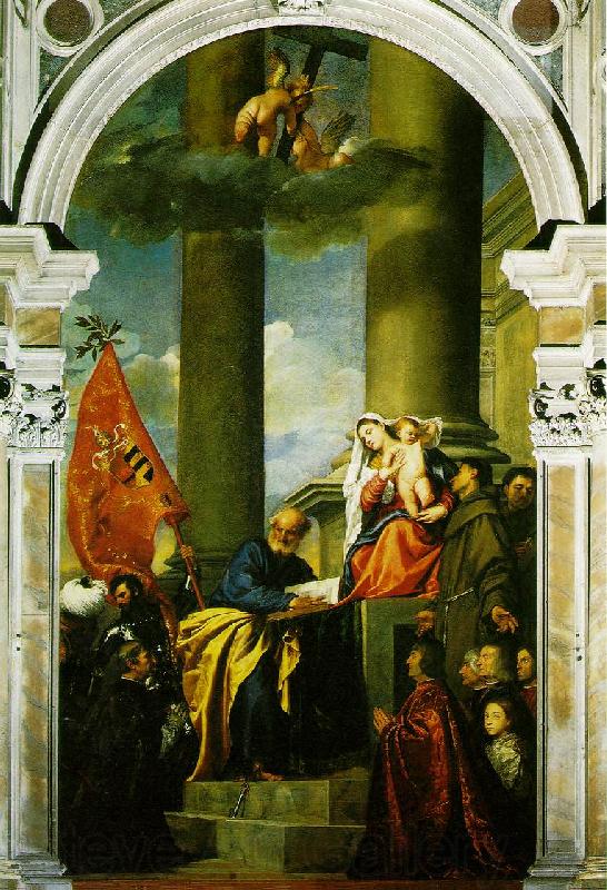 TIZIANO Vecellio Madonna with Saints and Members of the Pesaro Family  r Spain oil painting art
